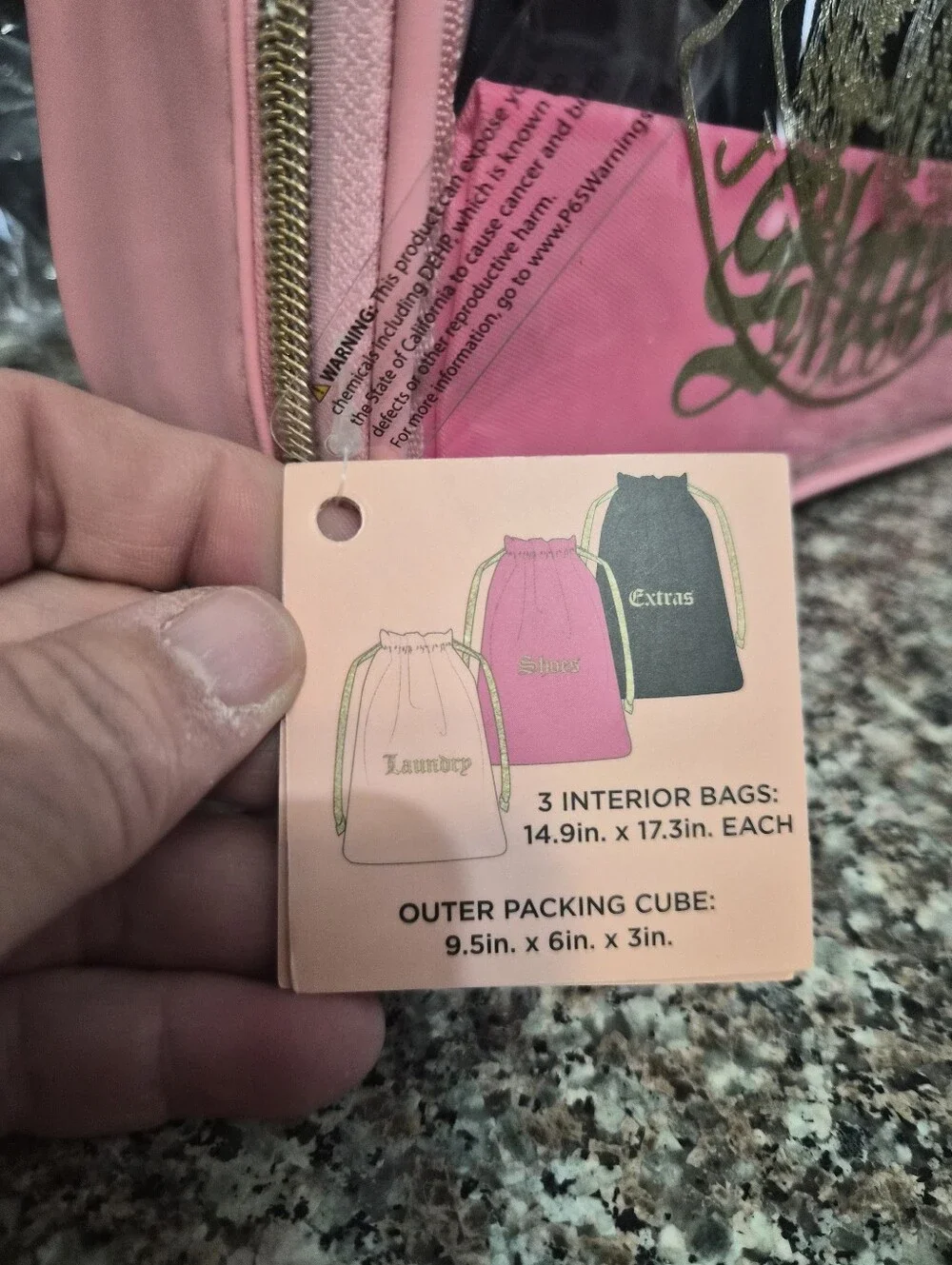 Juicy Couture Pink Glitter Logo Travel Pouch And Laungry Bags